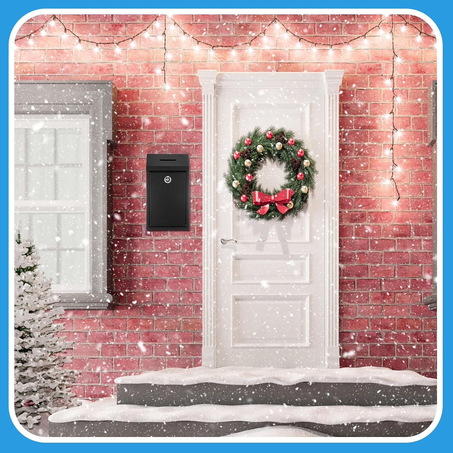 Metal Donation Cash Box Collection Safe Suggestion Box with Lock Wall Mounted Mailbox Delivery Ballot Container for Home Office Outdoor Door