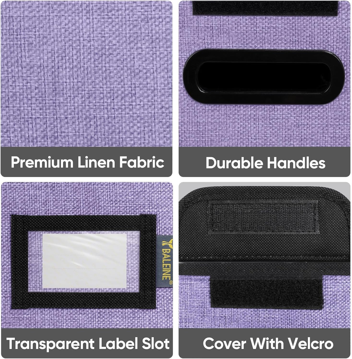 BALEINE File Organizer Box with Lid, Collapsible File Folder Organizer with Plastic Slide, Hanging File Folder Box for Office Document Storage (2 Pack, Purple, S)