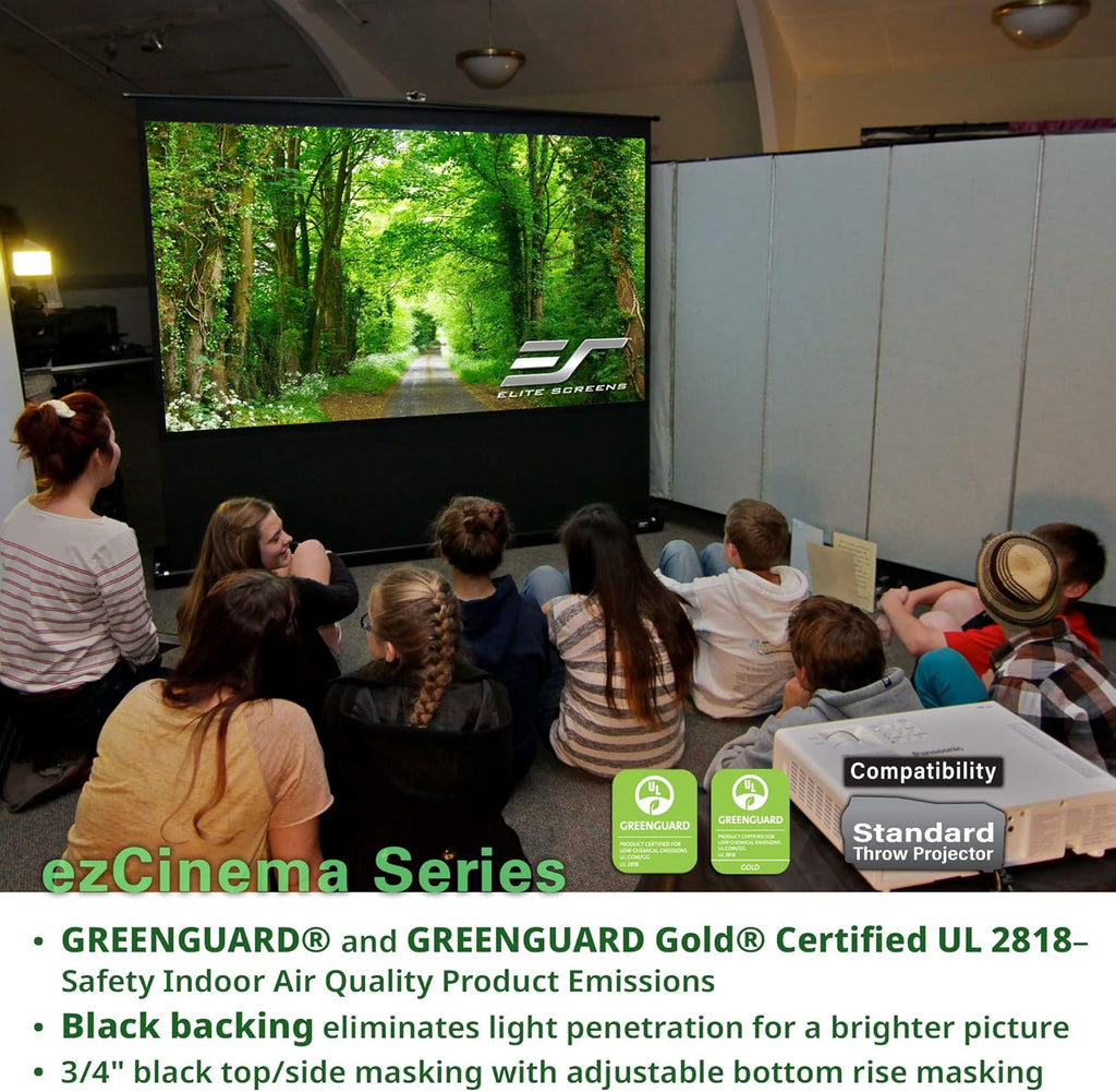 Elite Screens ezCinema Series, 120-inch 16:9, Manual Floor Pull Up Projection Projector Screen, Movie Home Theater Office Church 8K 4K Ultra HD 3D Ready, US-Based Company. 2-YEAR WARRANTY, F120NWH
