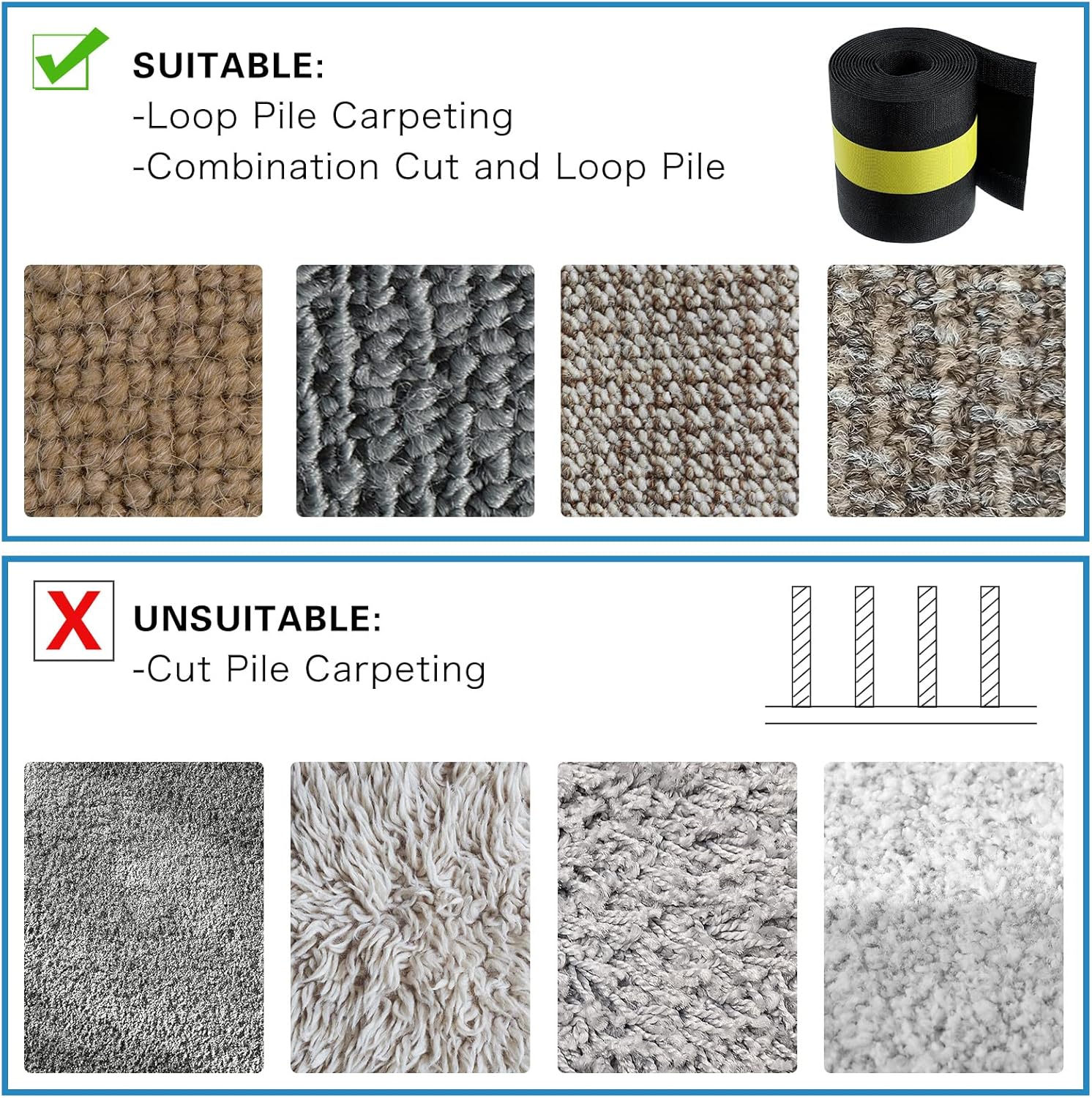 WILLBOND Carpet Cord Cover Cable Grip Floor Cover Cable Protector Management Only for Commercial Office Carpet(Black and Yellow,39.37 ft)