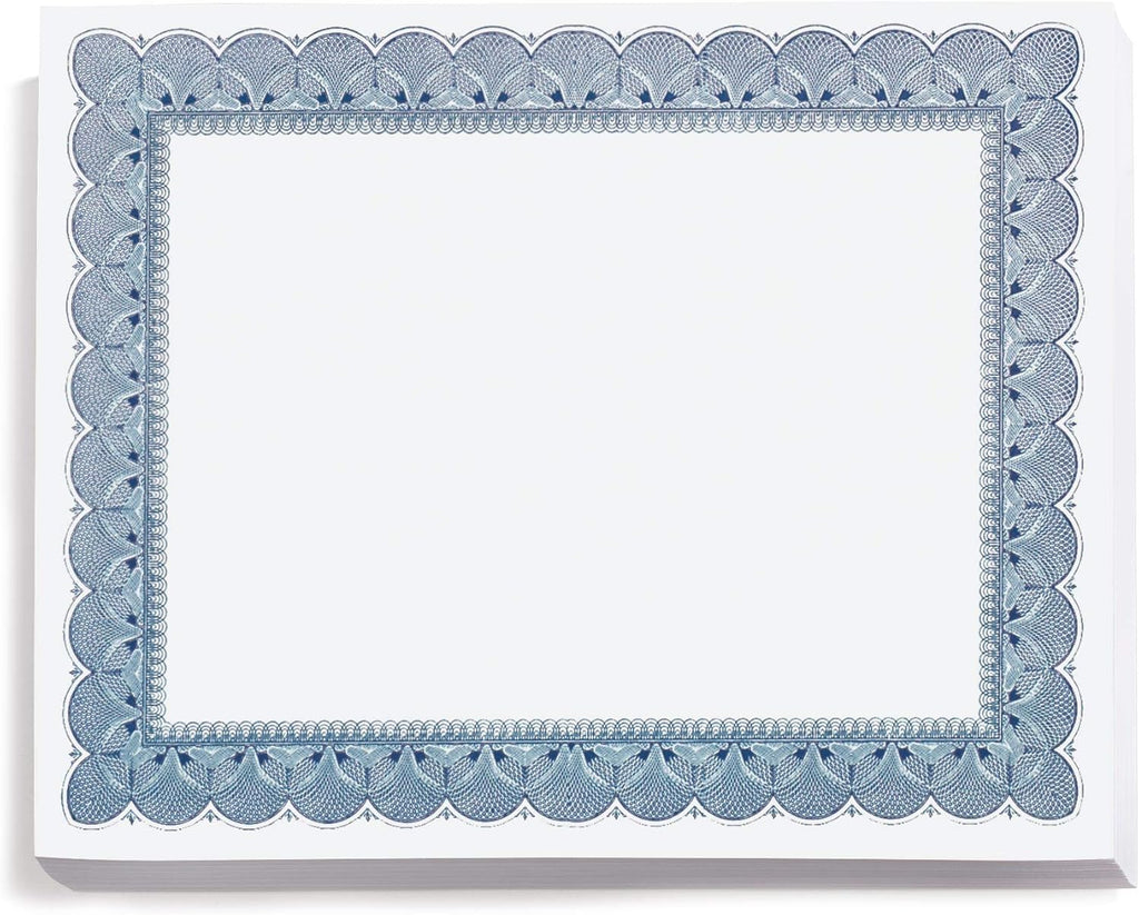 PaperDirect Traditional Blue Standard Certificate Paper, Blue Border, 8.5 x 11 Inch, 28lb Parchment Certificates and Awards Paper, 100 Count, for School, Work, Diplomas & Award Certificates
