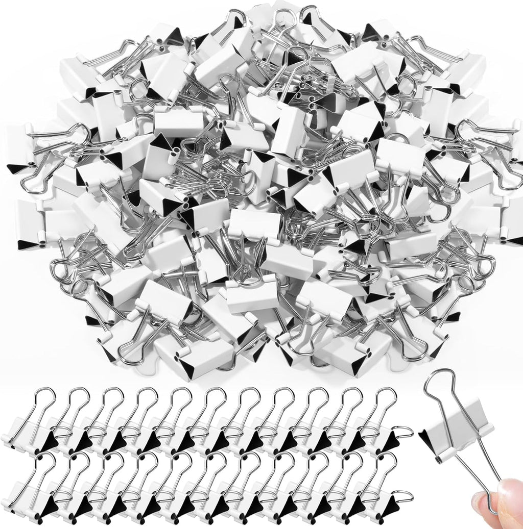 Jetec 100 Pack 0. 75in/19mm White Metal Binder Clips Bulk Medium Reusable Fold Back Binder Clips Paper Clamps Spring Steel Sturdy for Home Office School Supplies