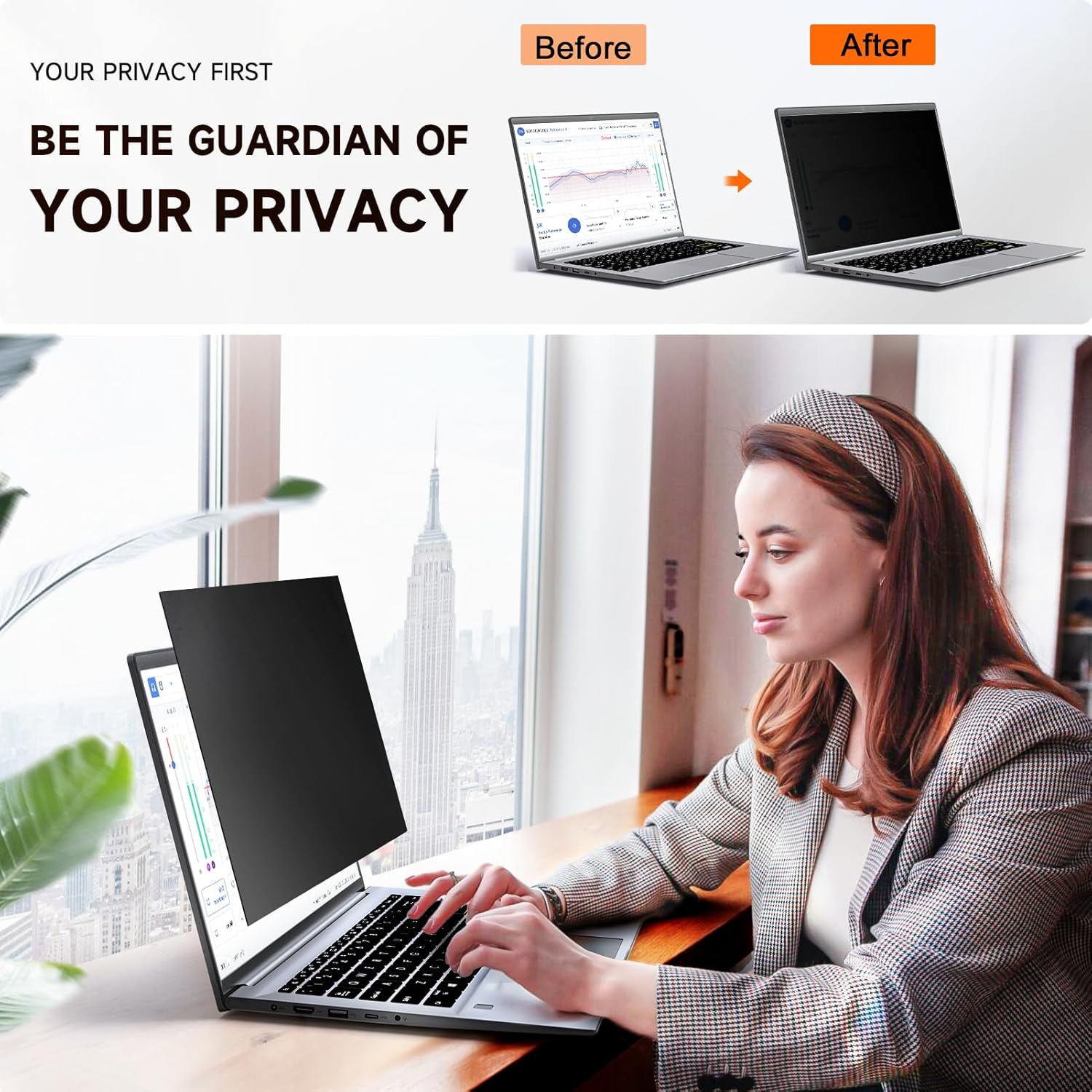 Laptop Privacy Screen 13.3 Inch 16:10 Aspect Ratio - Compatible with Lenovo Hp Dell Acer Asus Thinkpad Envy Xps, Anti Blue Light Glare Filter, Removable Laptop Screen Privacy Shield 13.3 in, Anti-Scratch Screen Protector