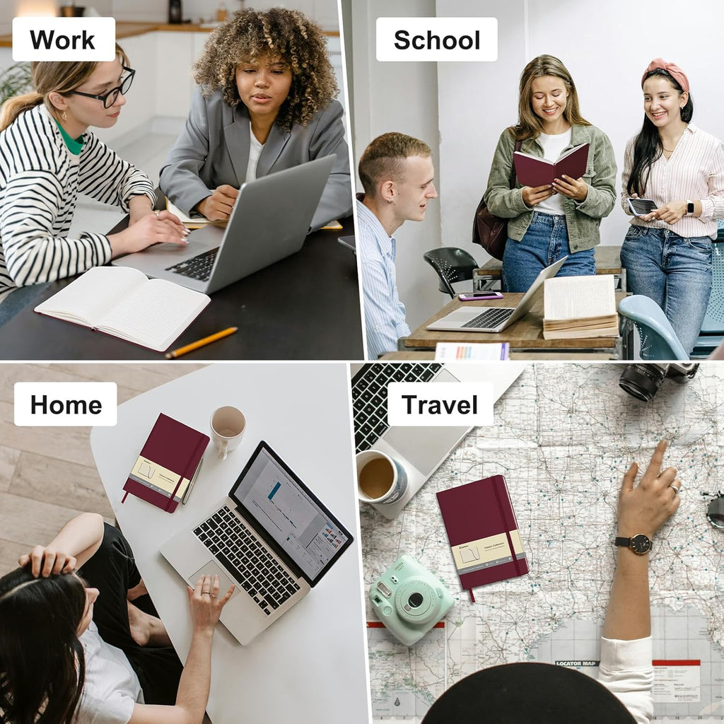 Comix Lined Journal Notebook for Women Men, Journaling Notebooks for Office School Home, Burgundy, 240 Pages, 5.5" x 8.3", College Ruled, A5, Hardcover