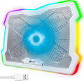 KLIM Ultimate + RGB Laptop Cooling Pad with LED Rim + New + Gaming Laptop Cooler + USB Powered Fan + Very Stable and Silent Laptop Stand + Compatible up to 17" + PC Mac PS5 PS4 Xbox One - White