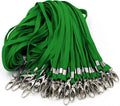 100 Pack Lanyards Bulk Lanyard for Office Id Badges Flat Lanyard with Badge Clip Swivel Hook (100 Pack, Green)