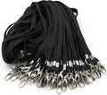 100 Pack Lanyards Bulk Black Lanyard for Office Id Badges Flat Lanyard with Badge Clip Swivel Hook (100 Pack, Black)