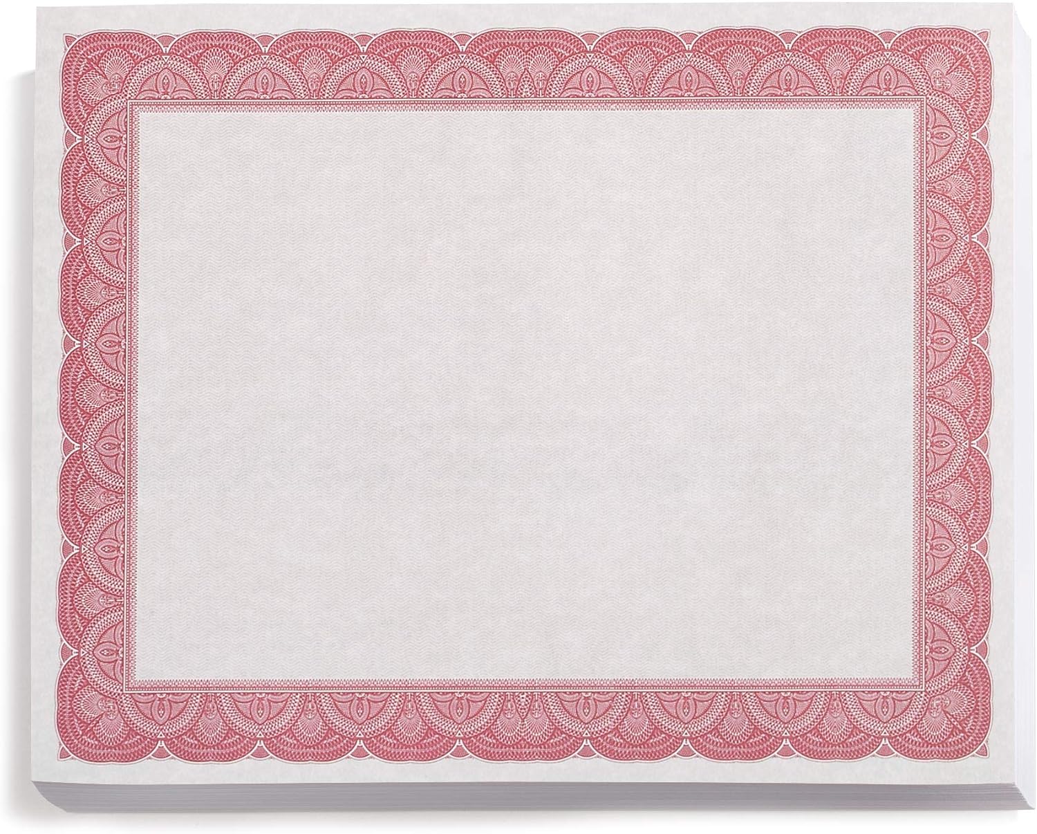 PaperDirect Stratton Gray Standard Certificate Paper, Maroon Border, 8 1/2 Inch x 11 Inch, 28lb Parchment, Certificates and Awards Paper, 100 Count, For School, Work, Diplomas & Award Certificates