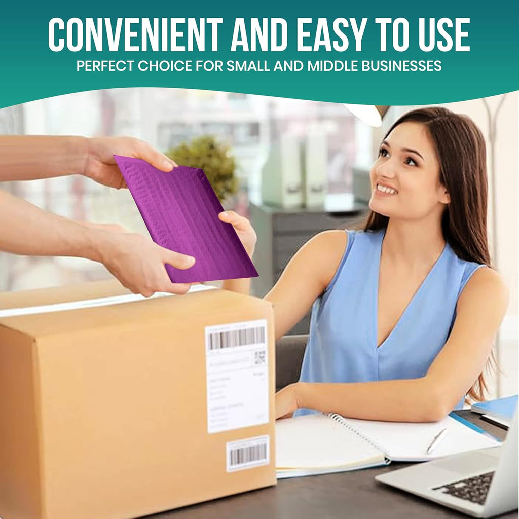 Levex - #0000 4" x 6" [5 Pack] Purple Poly Bubble Mailers, Padded Envelope Mailers, Packing Envelope & Mailing Bags for Shipping
