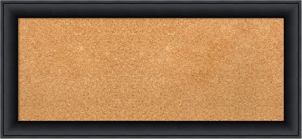 Amanti Art Natural Cork Board for Wall, 15x33 Vision Board with Black Wood Frame, Medium Corkboard Office Decor for Home Organization, Modern Contemporary Corkboard Pinboard to display items for home
