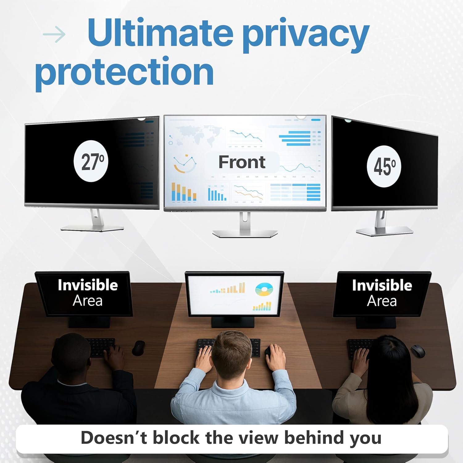 VINTEZ 31.5 Inch 16:9 Privacy Screen for Computer Monitor and Laptop - Anti Glare Protector Film Blue Light Filter Eye Protection - Computer Screen Privacy Shield, [1 Pack]