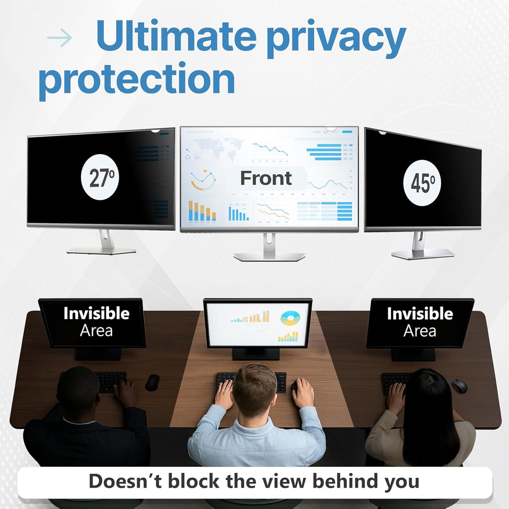VINTEZ 22 Inch 16:9 Privacy Screen for Computer Monitor and Laptop - Anti Glare Protector Film Blue Light Filter Eye Protection - Computer Screen Privacy Shield, [1 Pack]