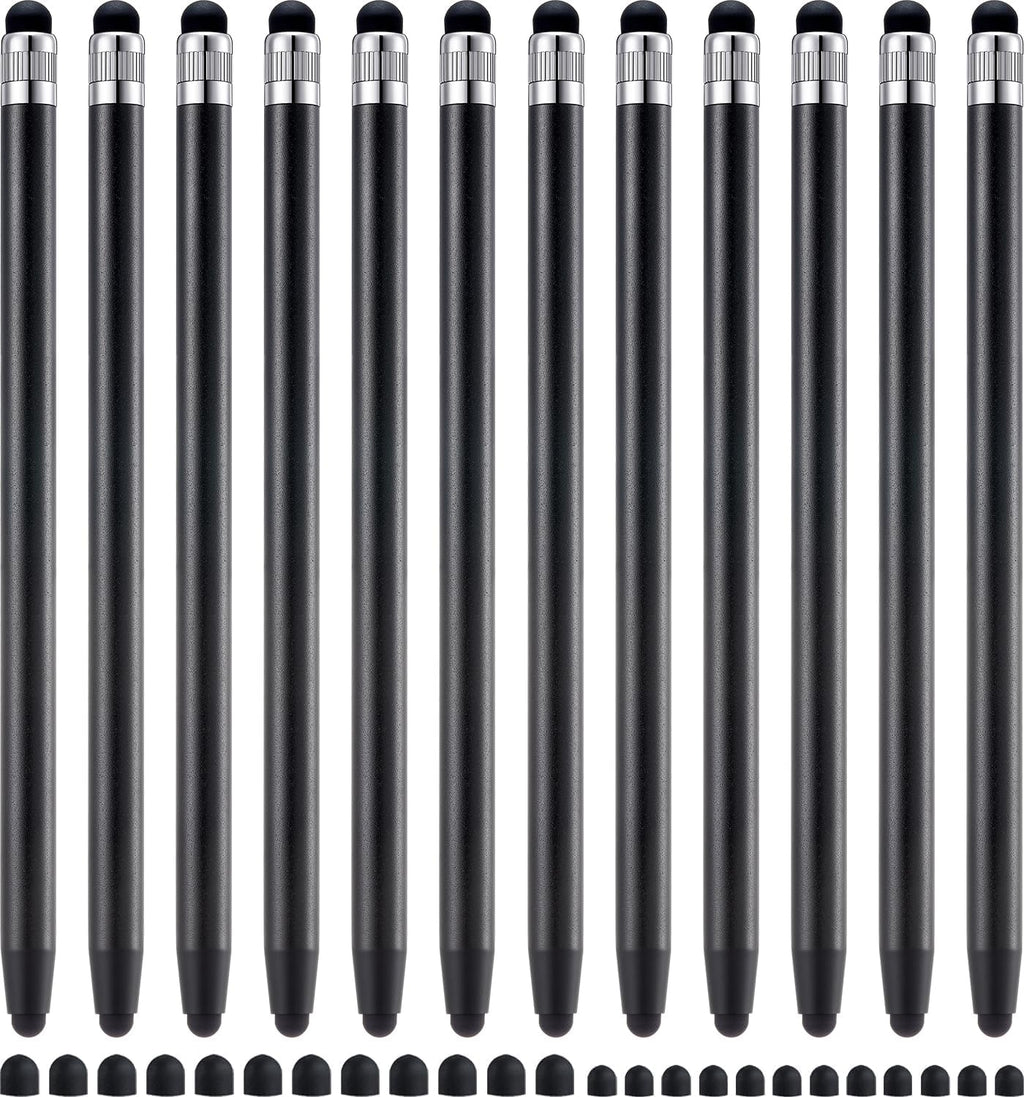 LINFANC 12Pcs Black Stylus Pen for Touchscreen, 2-in-1 High Precision & Sensitivity Stylus Pen for iPhone/iPad/Android Smartphones and Tablets Compatible with All Touch Screens