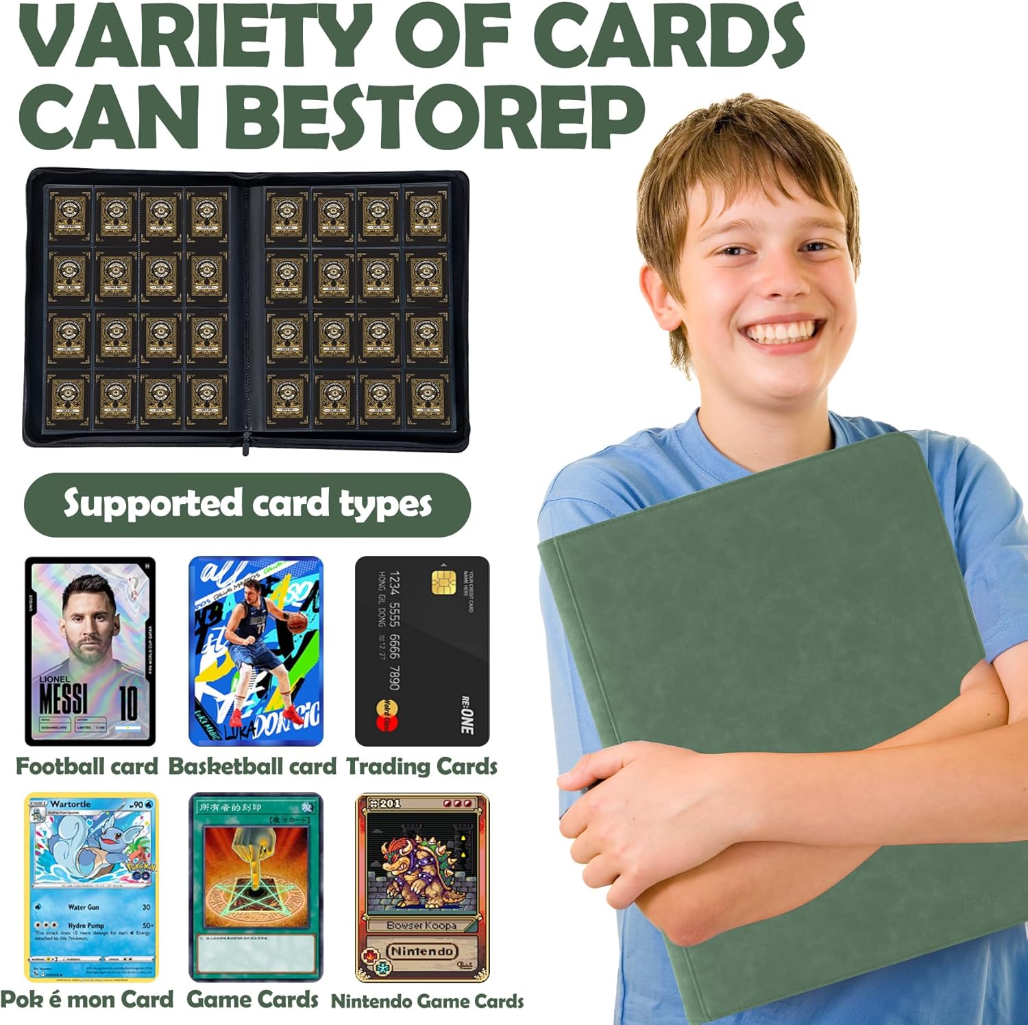 1000+ Pockets Card Binder,16 Pockets Trading Card Binder Ringless Side Loading Trading Card Album Folder for YuGiOh,MTG,TCG,Game Cards,Sports Cards,Business Cards(Dark Green)