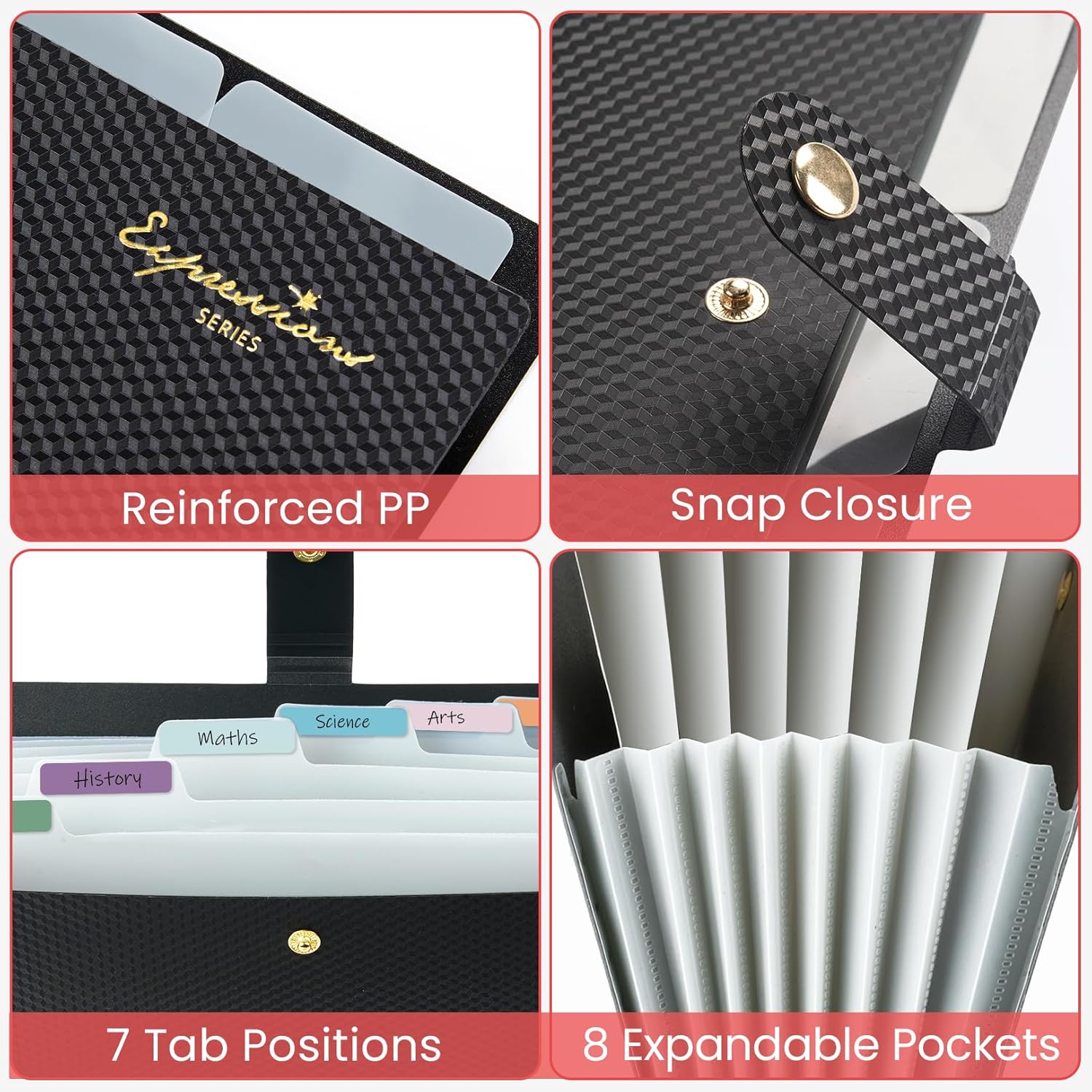 Sooez Accordion File Organizer, 8 Pocket Expanding File Folder with Labels, Letter Size Folders for Documents, Portable Paper Bill Receipt Organizer for Home School Office Supplies, Purple