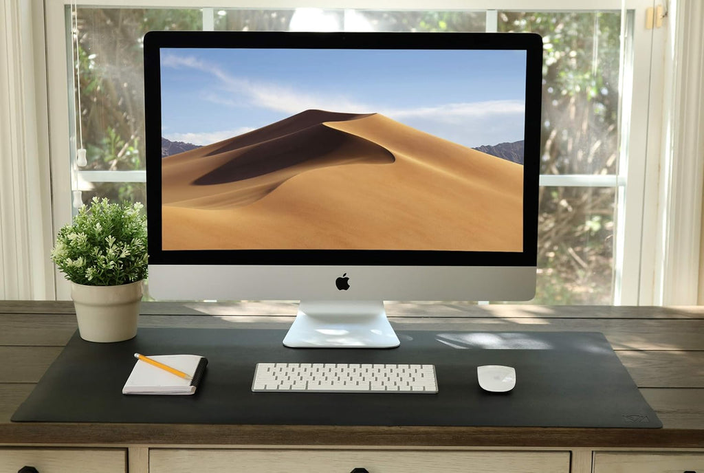 Vine Creations Leather Desk Mat 32" x 17", Desk Protector Mat, PU Leather Desk Pad, Large Mouse Pad, Desk Blotter, Desk Pads on Top of Desks, Desk Matt for Desktop, Home Office Desk Mat (Black)