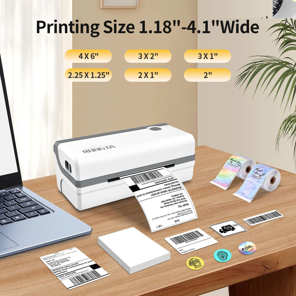 Rongta Bluetooth Thermal Shipping Label Printer, Wireless 4x6 Label Sticker Printer for Shipping Packages, Support Android, iPhone, Widely Used for Amazon, Ebay, Shopify, Etsy, UPS