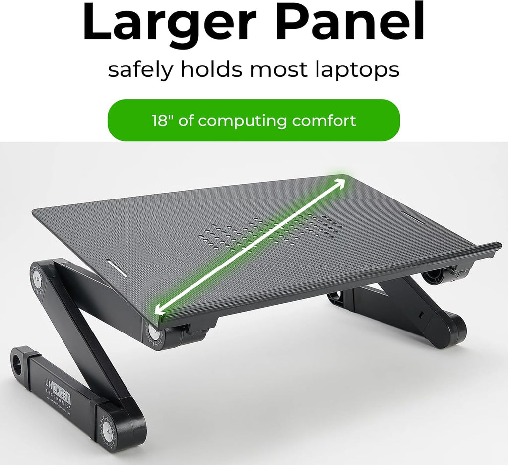 Uncaged Ergonomics Workez Adjustable Laptop Stand for Desk, Laptop Stand Adjustable Height, Foldable Aluminum Cooling Computer Holder & Riser for Desk Bed, XL-Blue