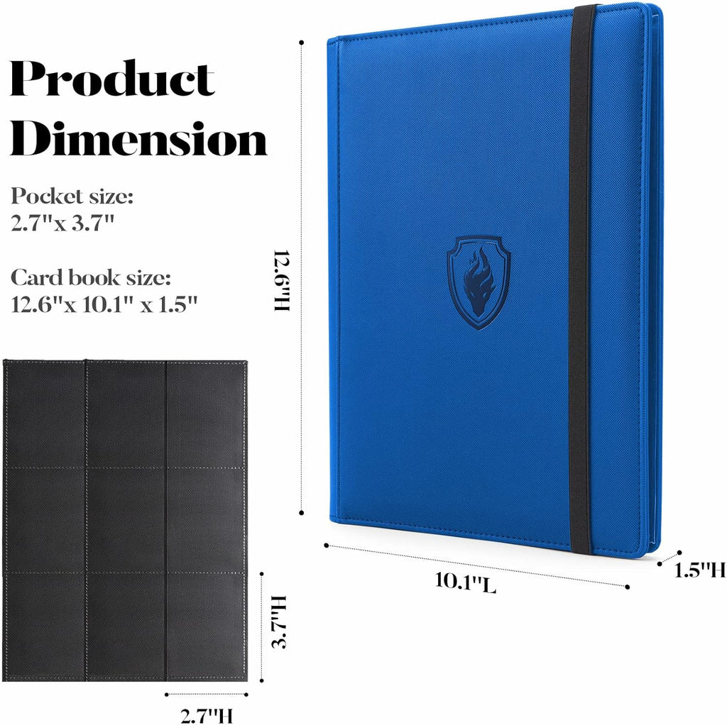 PU Cover Card Binder - 9 Pocket, Sturdy Card Collection Album, Trading Card Holder Folders for YuGiOh, MTG, TCG & Sports Cards, Royal Blue