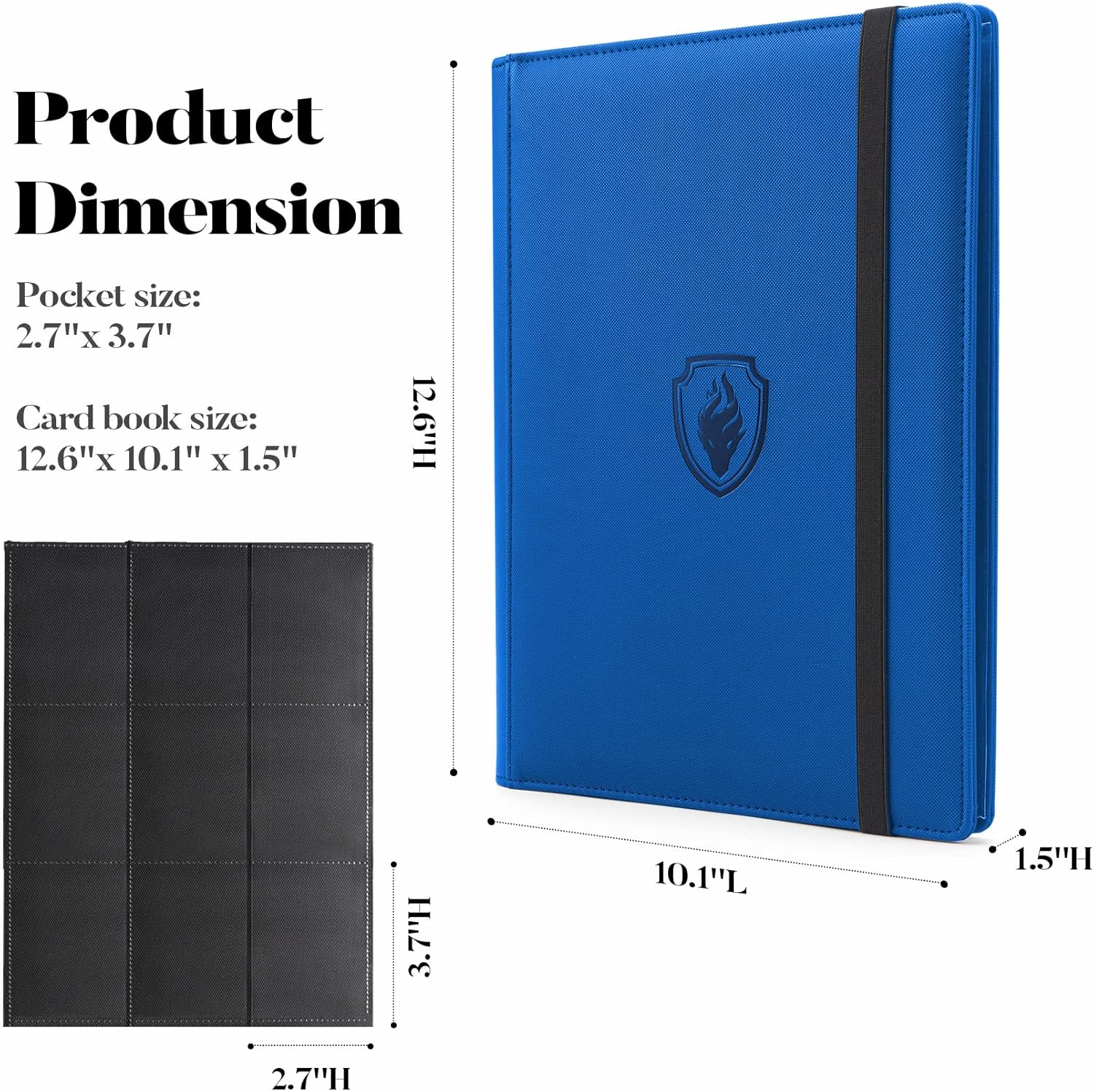PU Cover Card Binder - 9 Pocket, Sturdy Card Collection Album, Trading Card Holder Folders for YuGiOh, MTG, TCG & Sports Cards, Royal Blue