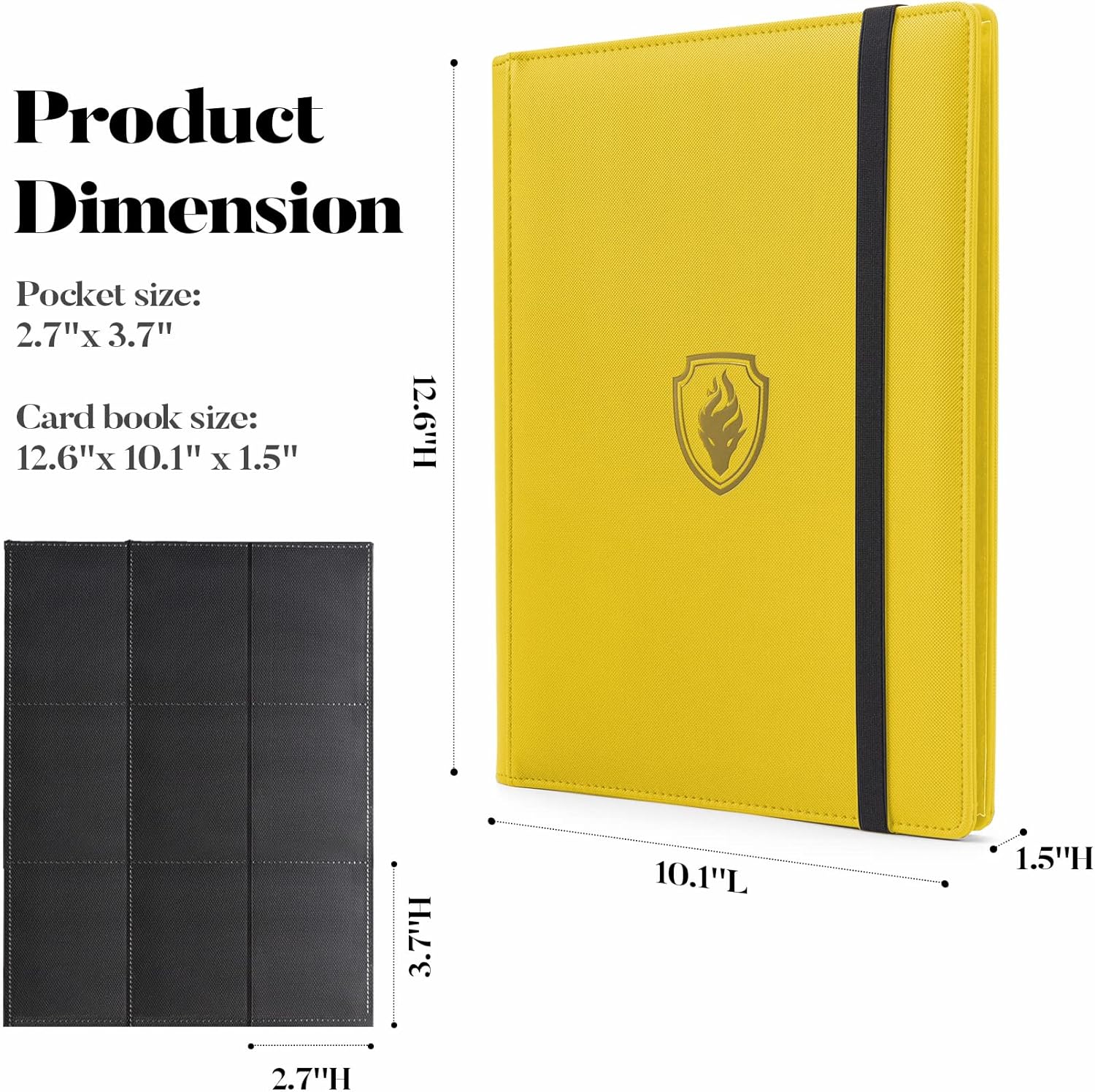 Premium Card Binder 9 Pocket, Fabmaker PU Cover Trading Card Binder for 360 Cards, Sturdy Card Collection Album, Card Holder Folders for YuGiOh, MTG, TCG, Game Cards & Sports Cards, Yellow