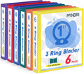 3 Ring Binder 1 Inch, PANDRI 6 Pack 1-Inch Binder Fits Letter Size 8.5'' x 11'' Paper, Versatile Binders for Office Home School, 2 Pockets, Assorted 6 Color