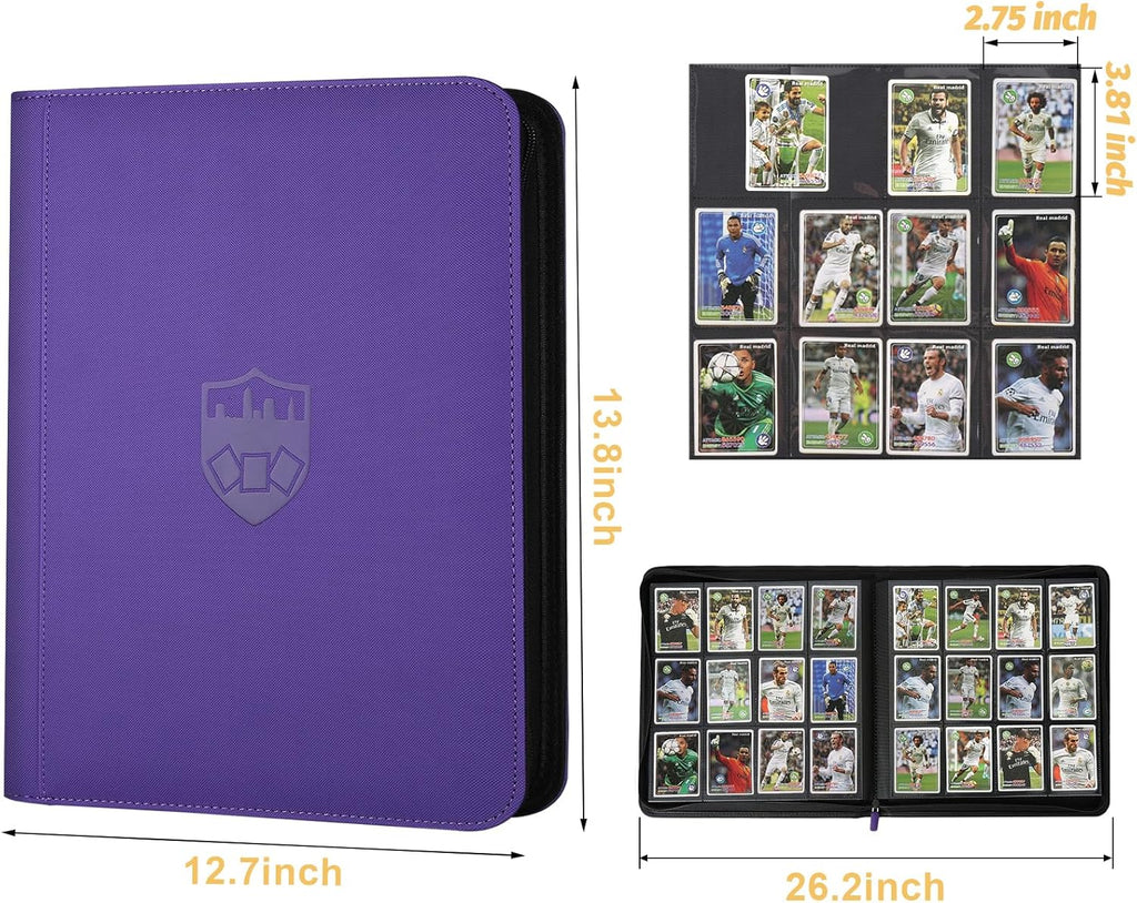 Trading Card Binder 12 Pocket, GERMUN PU Cover Card Binder for 720 Cards, Premium Trading Card Holder Folders, Double Sided Pocket Card Album for MTG, TCG (Purple)