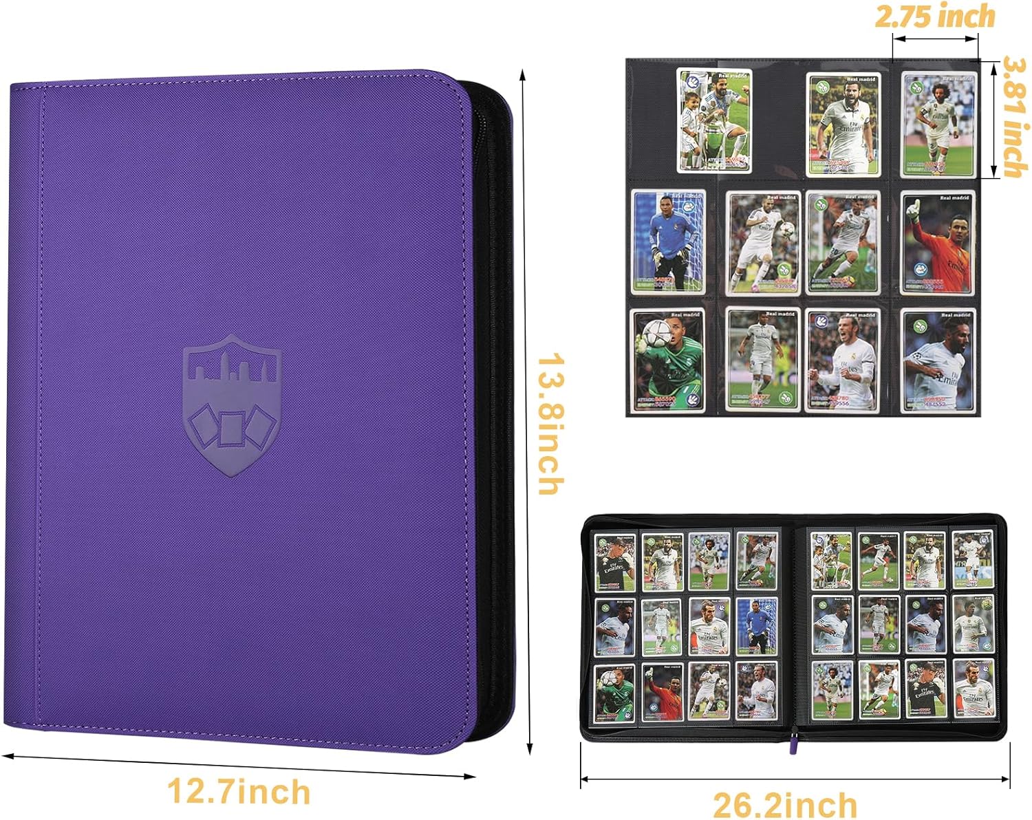 Trading Card Binder 12 Pocket, GERMUN PU Cover Card Binder for 720 Cards, Premium Trading Card Holder Folders, Double Sided Pocket Card Album for MTG, TCG (Purple)