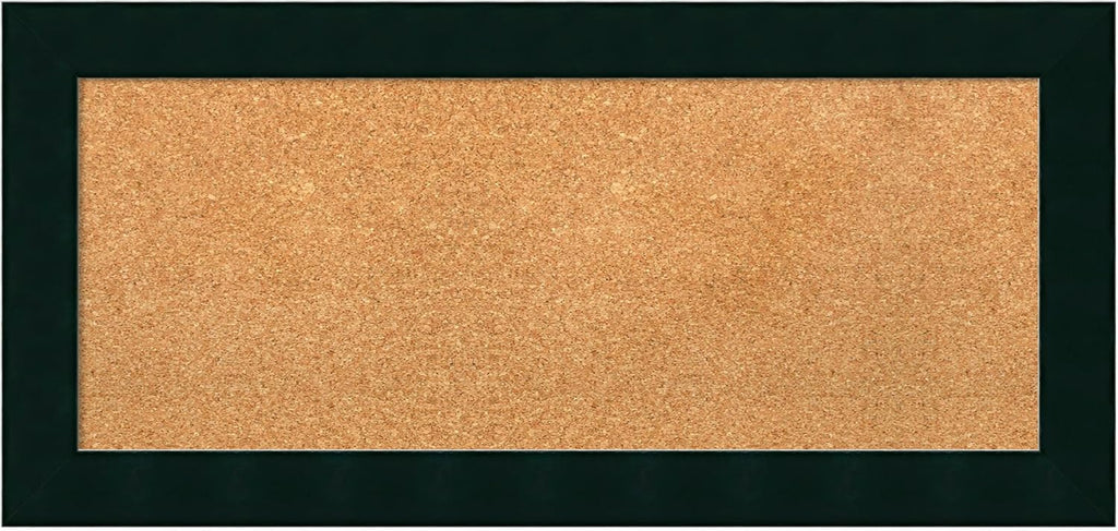 Amanti Art Natural Cork Board for Wall, 16x34 Vision Board with Black Wood Frame, Medium Corkboard Office Decor for Home Organization, Modern Corkboard Pinboard to Display Items for Home Organization