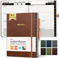 Ensight 2025-2026 HARDCOVER Leather Planner Weekly & Monthly - 6.5x8.5 Inches - Academic Planner Business Personal or Student - Pen Holder, Thick Paper, July 2025 - June 2026 (Brown)
