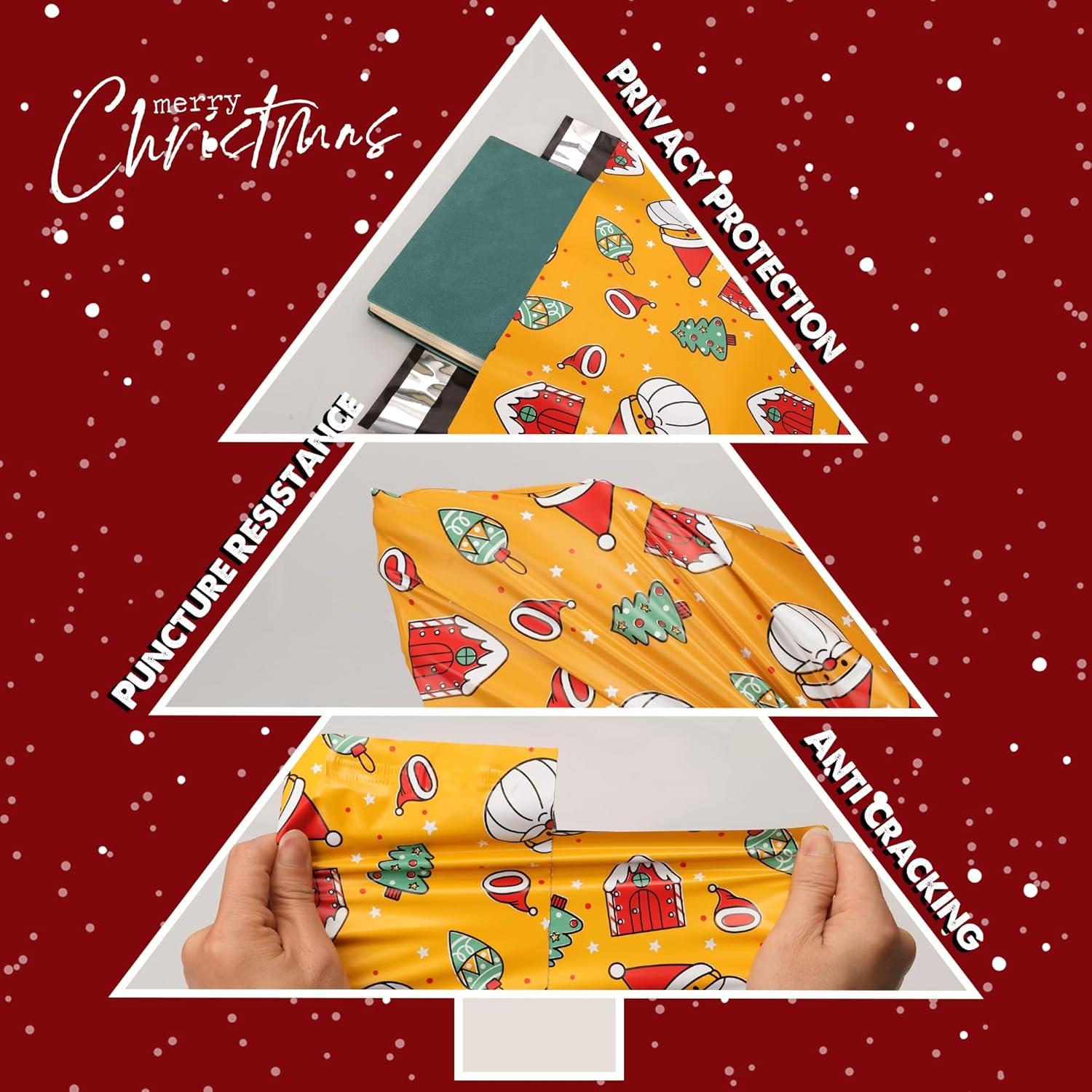 Christmas Poly Mailer 6x9 Inch 100 Pcs, Waterproof Shipping Bags for Clothing, Tear-Resistant Mailier Bags, Strong Mailing Bags with Self-Seal - Santa claus Printed