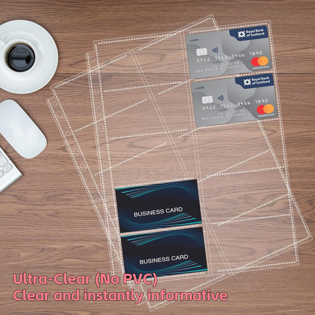 BYSTER A4 Business Card Organizer, PU Leather Card Binder with 30 Pack Sleeves (600 Pockets), Business Card Holder Book for Credit Cards, Membership Cards, and More - Pink