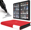 Premium Card Binder 16 Pocket - Fits 1600 Cards，4X4 Ringless Card Album with Sleeves for Trading Cards & Sports Cards（Model C，Classic Red）
