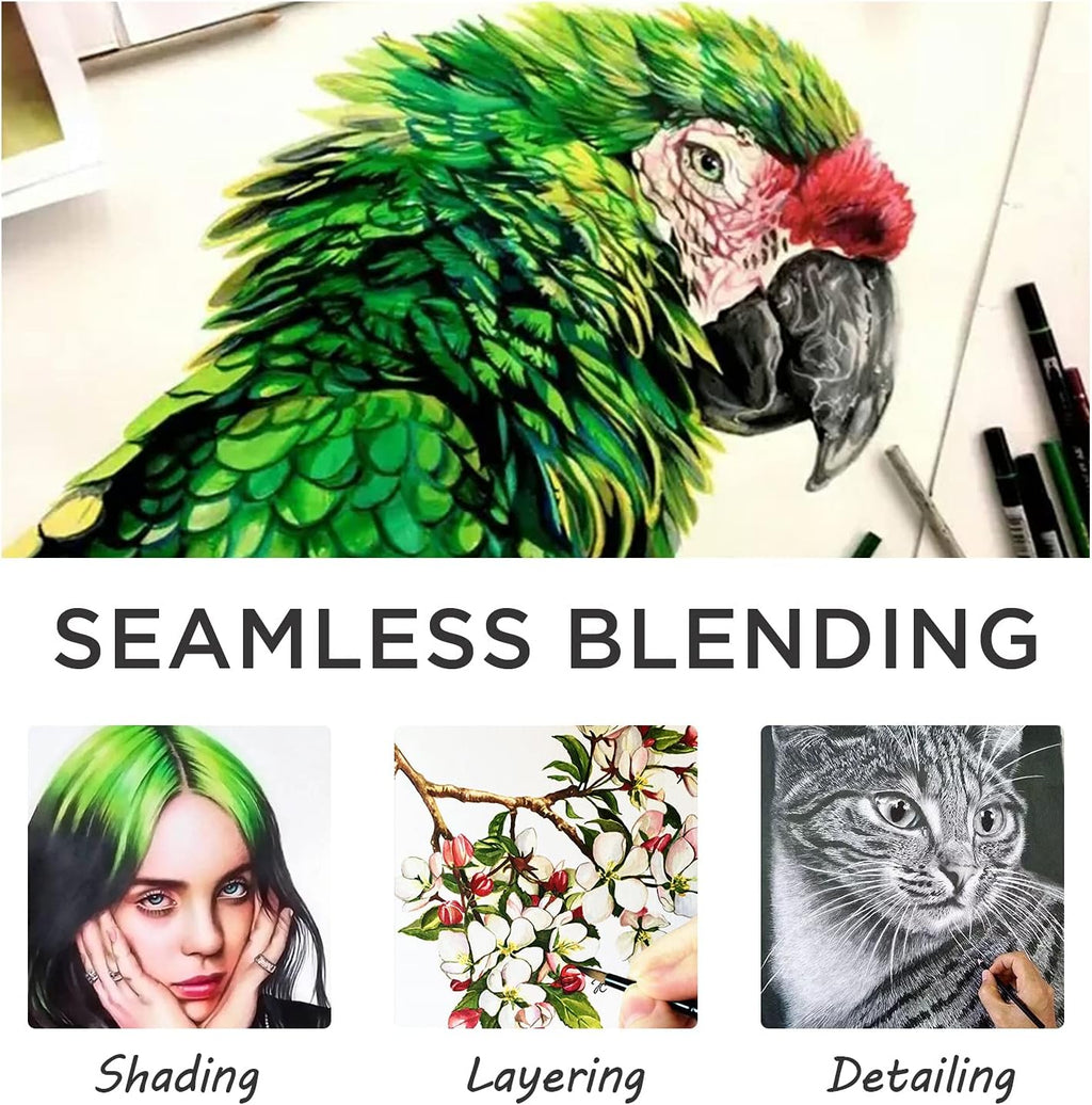 Prina 76 Pack Drawing Set Sketching Kit, Pro Art Supplies with 3-Color Sketchbook, Include Tutorial, Colored, Graphite, Charcoal, Watercolor & Metallic Pencil, for Artists Adults Teens Beginner