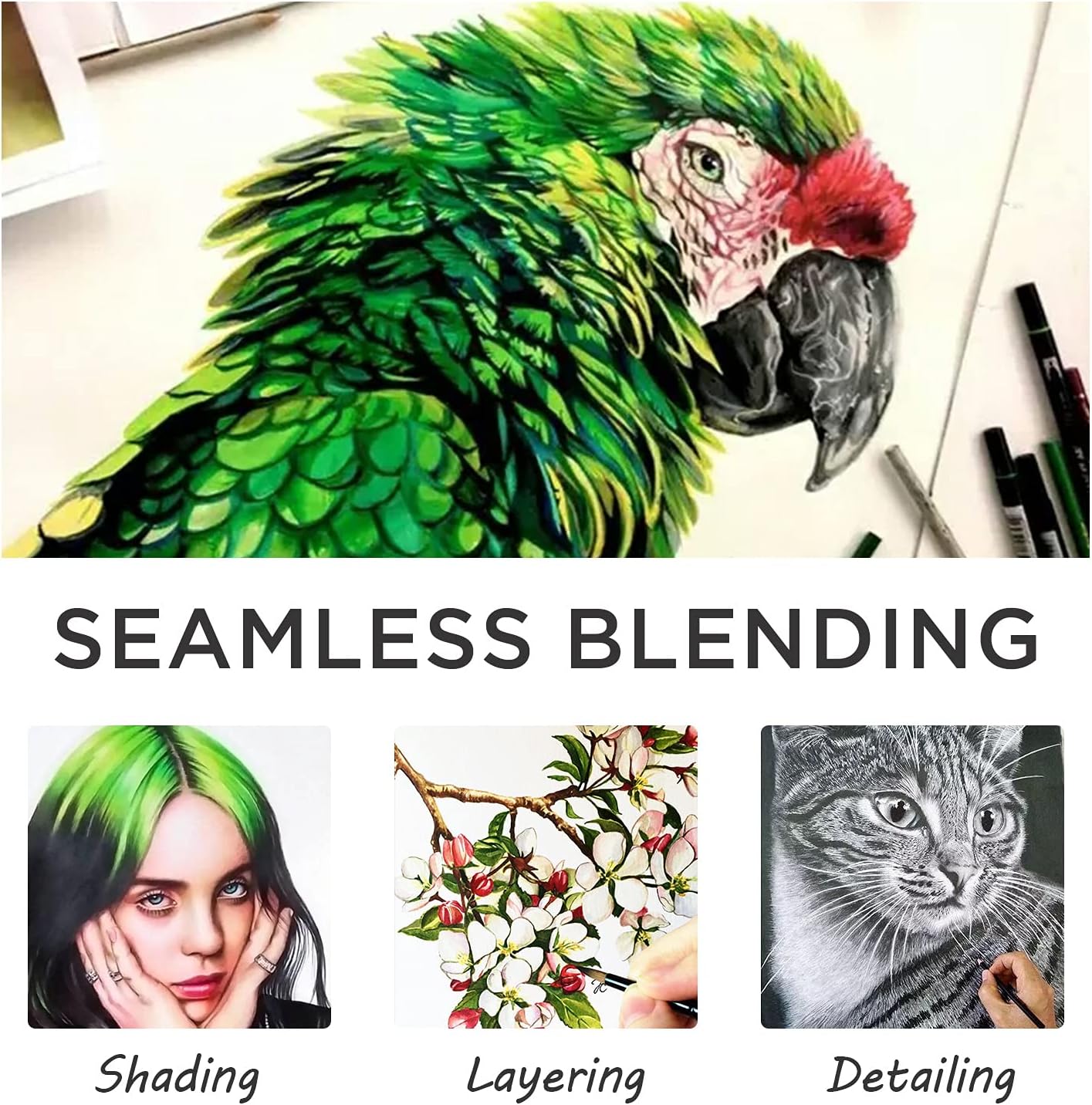 Prina 76 Pack Drawing Set Sketching Kit, Pro Art Supplies with 3-Color Sketchbook, Include Tutorial, Colored, Graphite, Charcoal, Watercolor & Metallic Pencil, for Artists Adults Teens Beginner