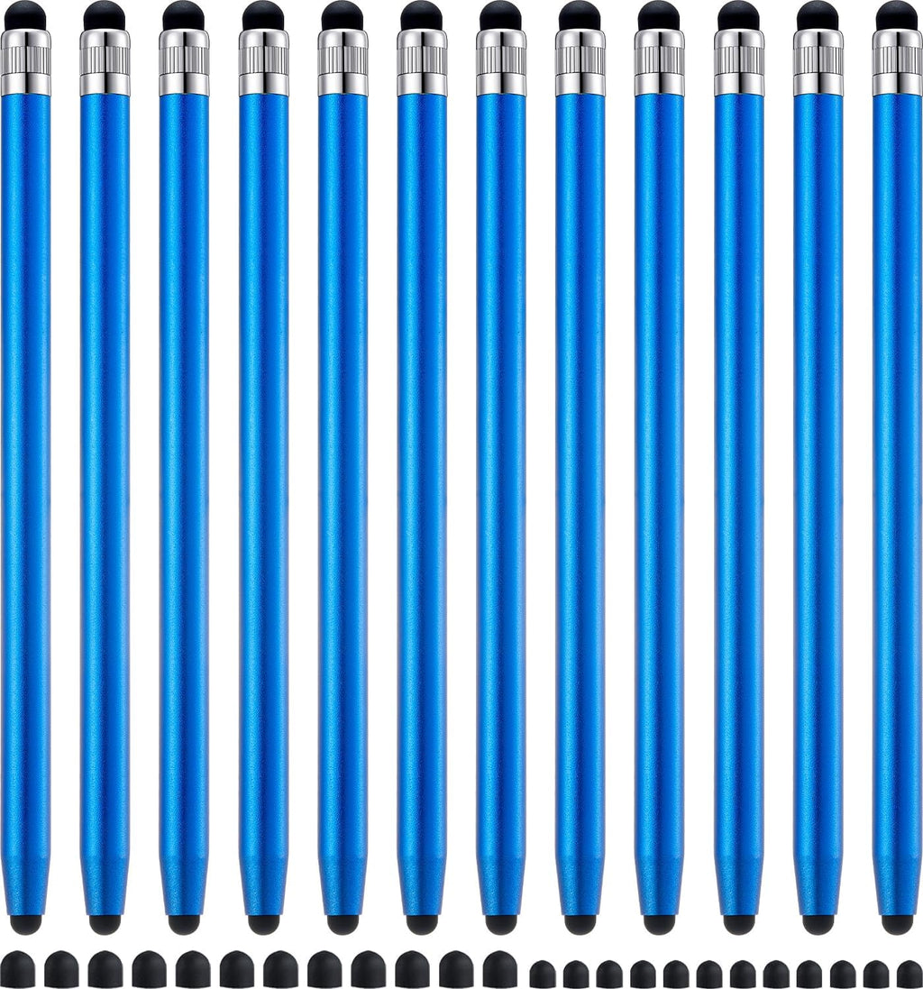 LINFANC 12Pcs Blue Stylus Pen for Touchscreen, 2-in-1 High Precision & Sensitivity Stylus Pen for iPhone/iPad/Android Smartphones and Tablets Compatible with All Touch Screens