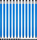 LINFANC 12Pcs Blue Stylus Pen for Touchscreen, 2-in-1 High Precision & Sensitivity Stylus Pen for iPhone/iPad/Android Smartphones and Tablets Compatible with All Touch Screens