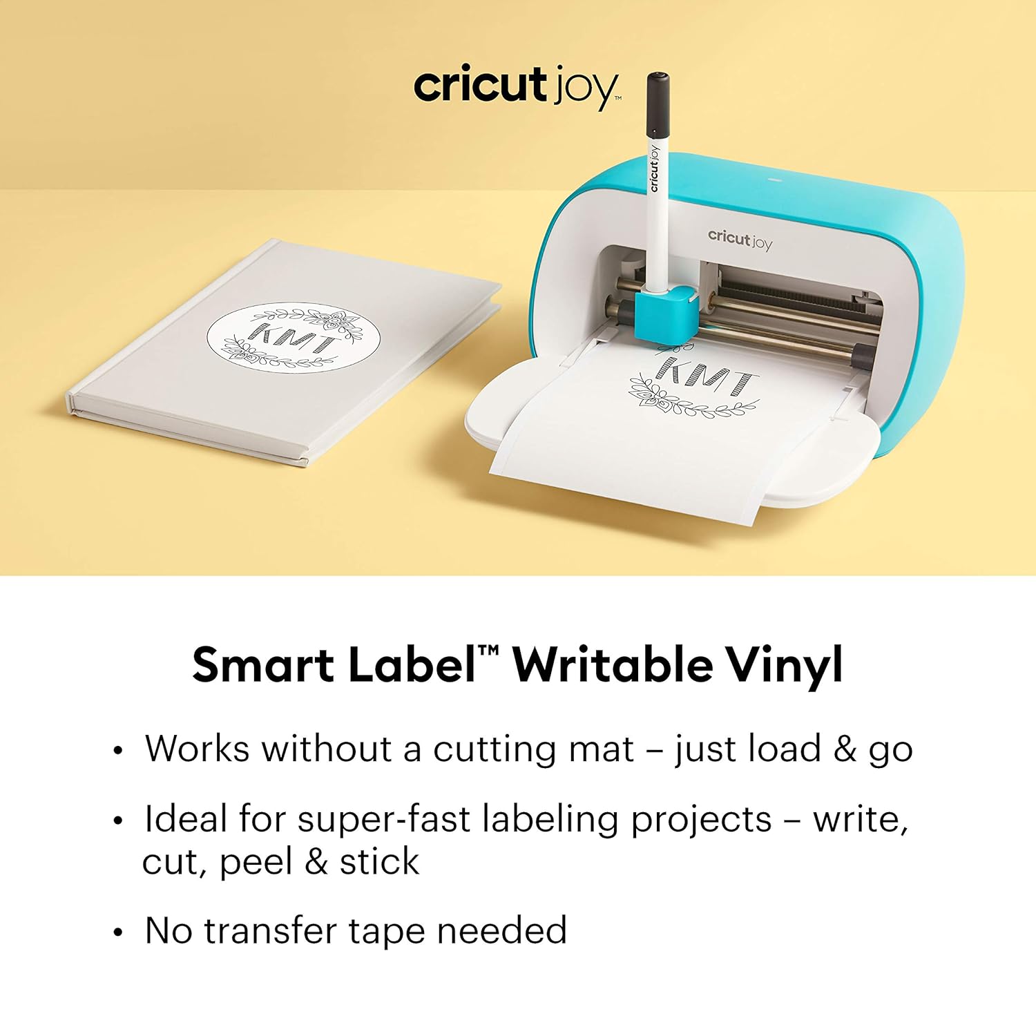 Cricut Joy Machine and Smart Label Vinyl, Pen Pack and Tool Set Bundle - Portable Craft Cutting Machine and Writable Vinyl - DIY Home, Office, Classroom and Food Organization, Label Maker and Supplies