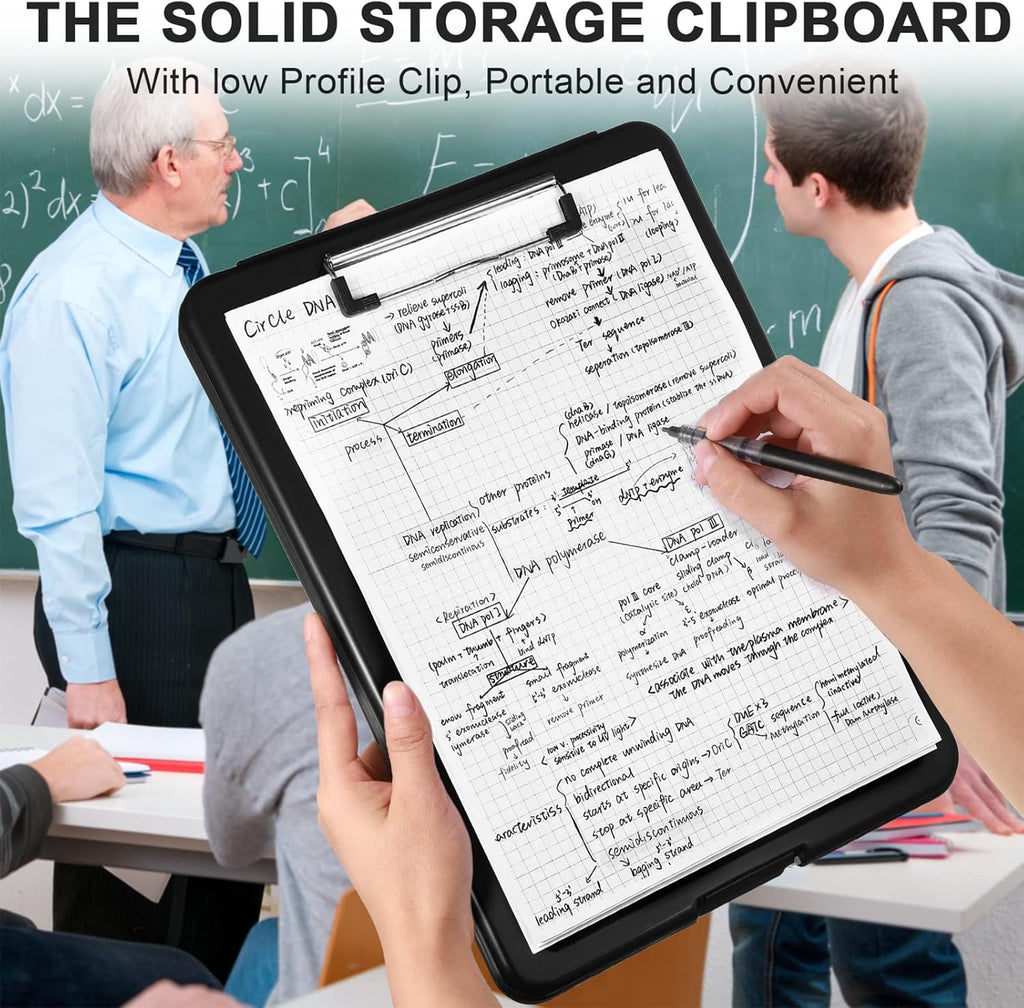 10 Pcs Clipboard with Storage Plastic Nursing Clipboard 9.5 x 13.5 Inch with Low Profile Clip Foldable Clip Board with Storage for Home Office Back to School Supplies