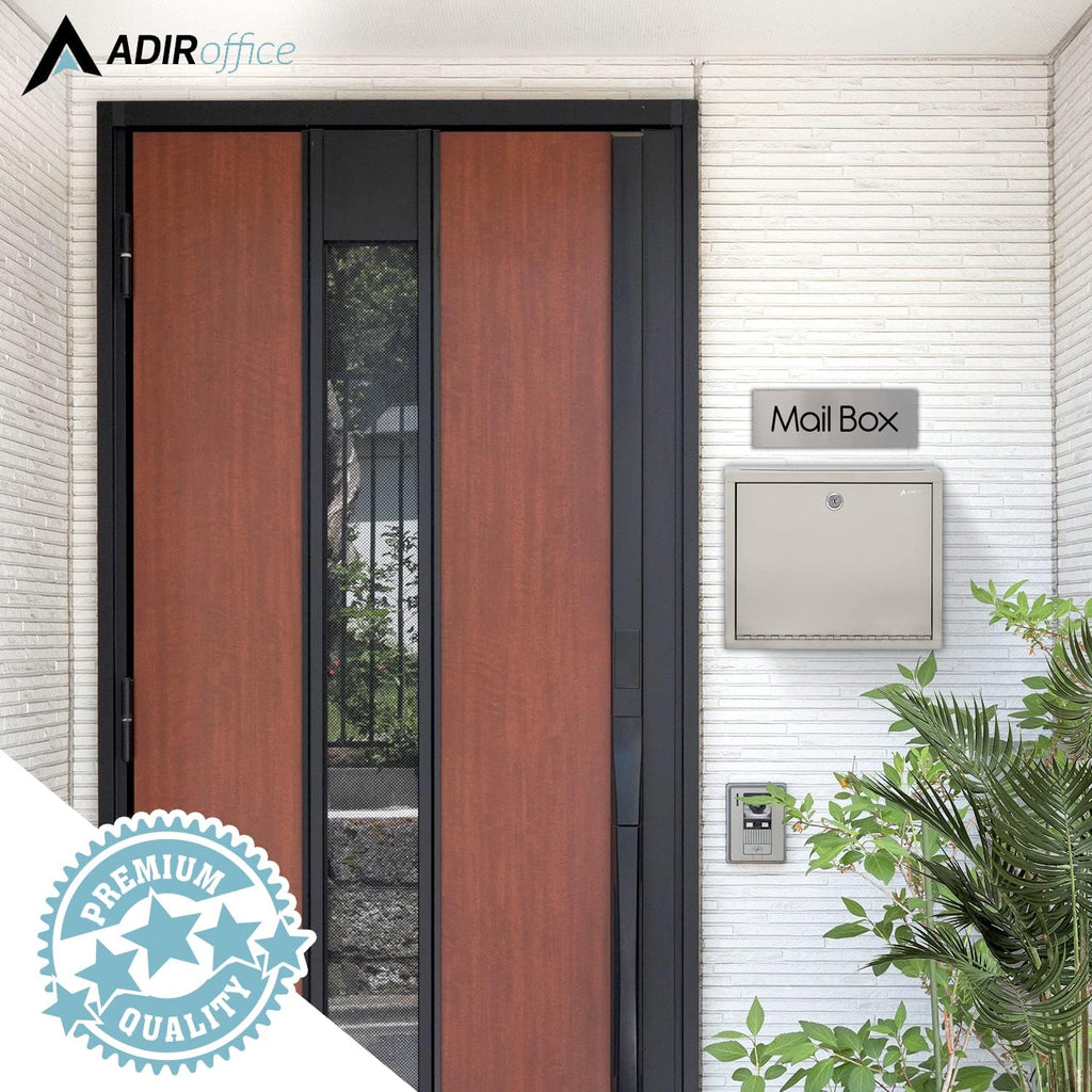 Adir Metal Suggestion Box with Lock and Slot, Wall Mount Deposit Box for Payments and Checks, Office Mail Box for Employees, Mailbox for House, Safe Drop Box with Keys - 3x10x12 Inch Beige