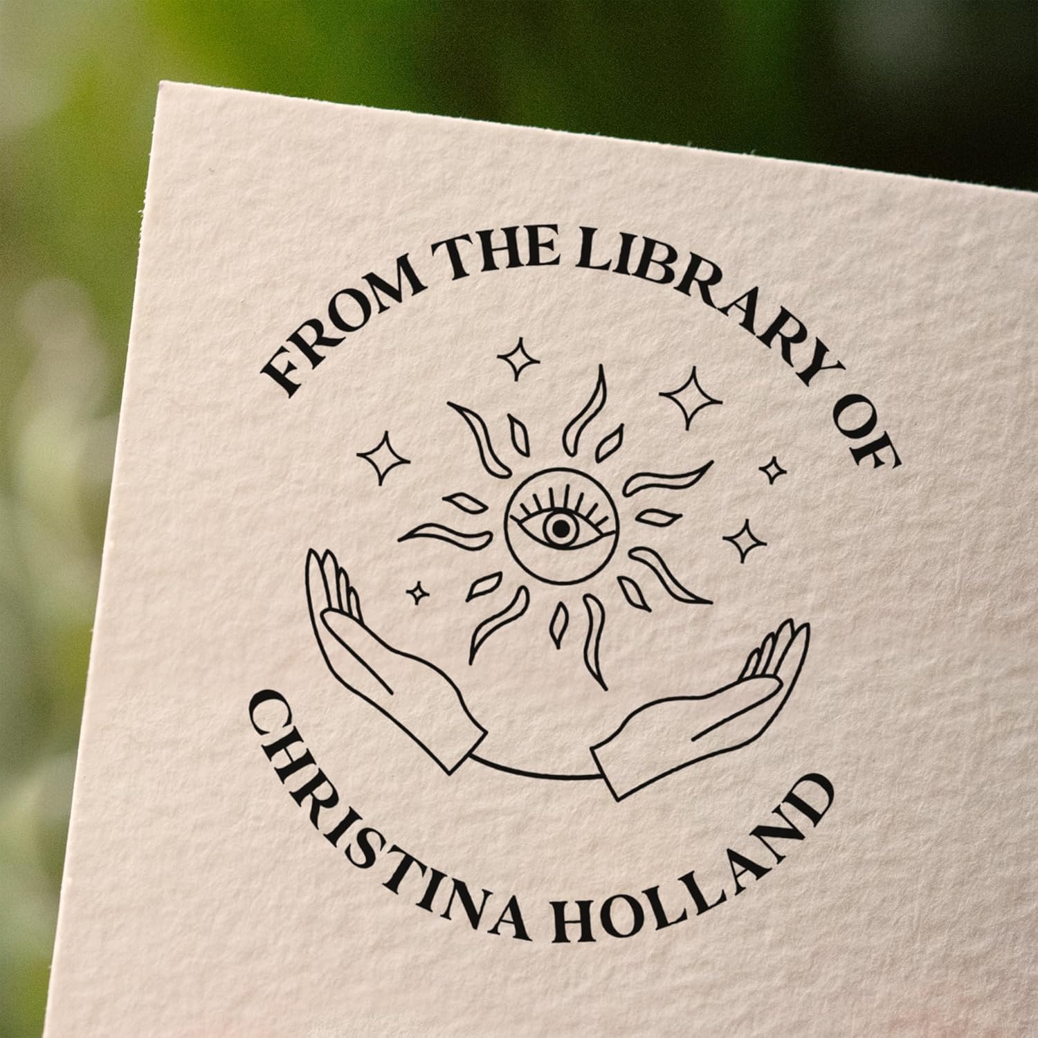 from The Library of Embossers & Stamps for Fantasy Book Readers | Custom Embosser | Custom Stamp | Ex Libris | Elevate Your Fantasy Collection of Stories and Novels (Design 18, Wood Hand Stamp)