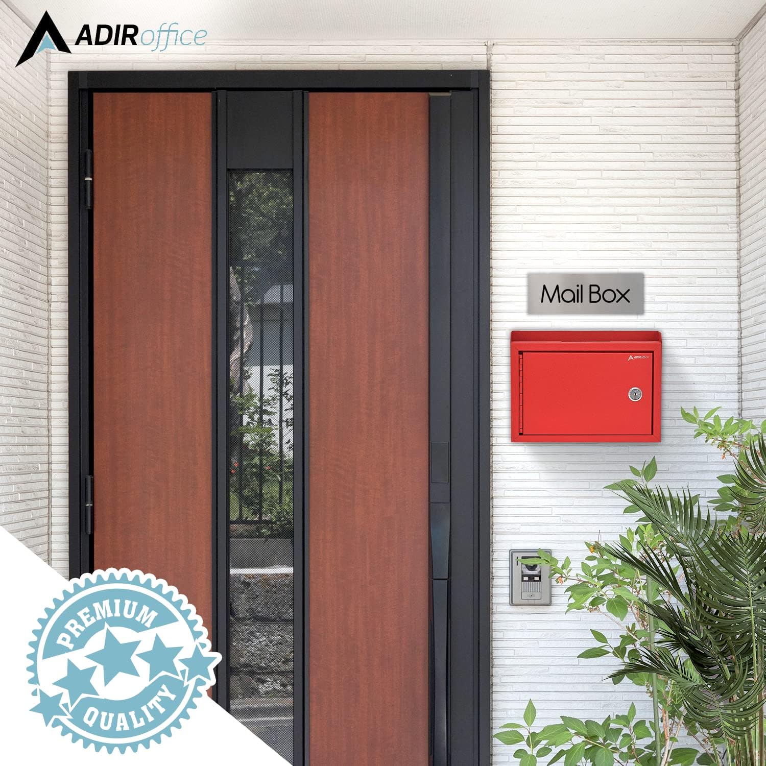 Adir Suggestion Box with Lock and Slot, Wall Mount Deposit Box for Payment and Checks, Office Mail Box for Employees, Money Drop Box with Keys, Drop Safe Box - 9.75x7x3 Inch Red