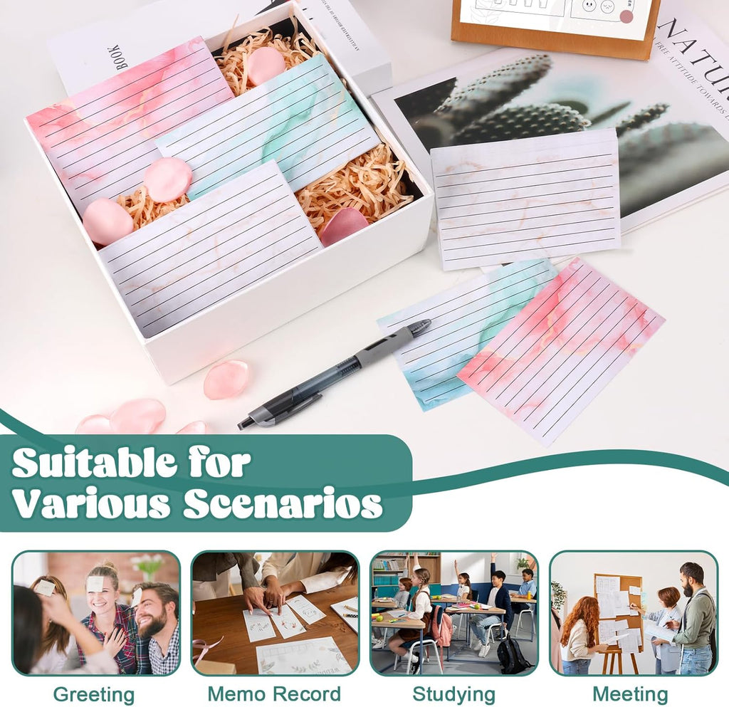 100 Pack Colored Index Cards 3x5 Marble Notecards Lined FlashCards for Studying Heavy Note Cards 180 gsm Memo Cards for Office Home School Supplies