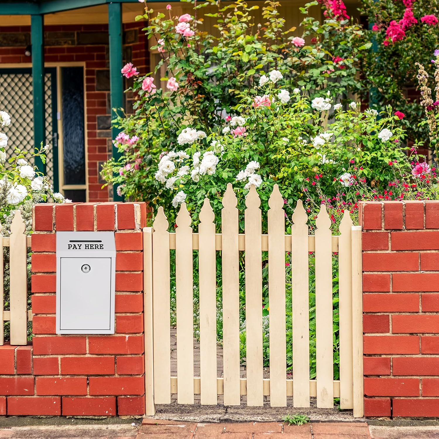 Metal Donation Box Collection Safe Suggestion Box with Lock Wall Mounted Mailbox Delivery Ballot Case Key Drop Case for Home Office Outdoor Door (White, 10.24 x 5.71 x 2.95 Inch)