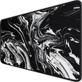 Large Extended Gaming Mouse Pad with Stitched Edges, Durable Non-Slip Natural Rubber Base, Waterproof Computer Keyboard Pad Mat for Esports Pros/Gamer/Desktop/Office/Home - Black White