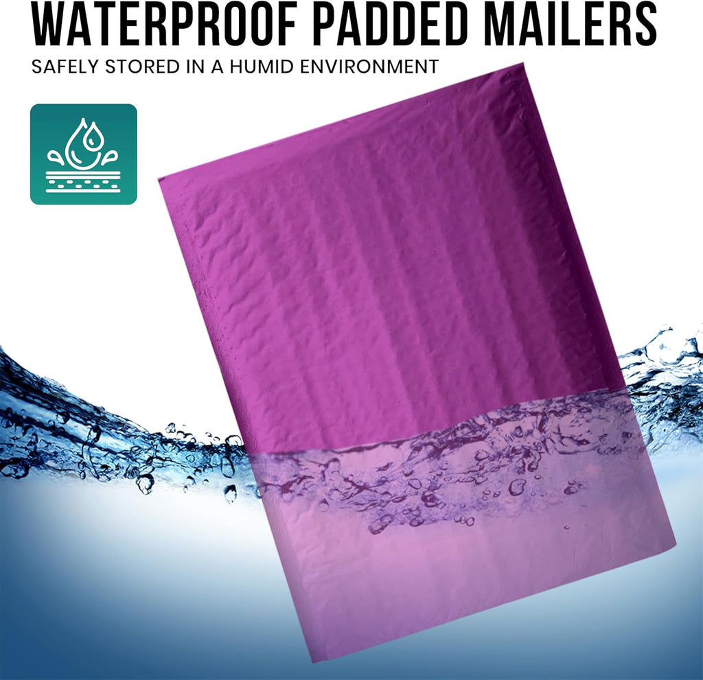 Levex - #000 4" x 8" [5 Pack] Purple Poly Bubble Mailers, Padded Envelope Mailers, Packing Envelope & Mailing Bags for Shipping