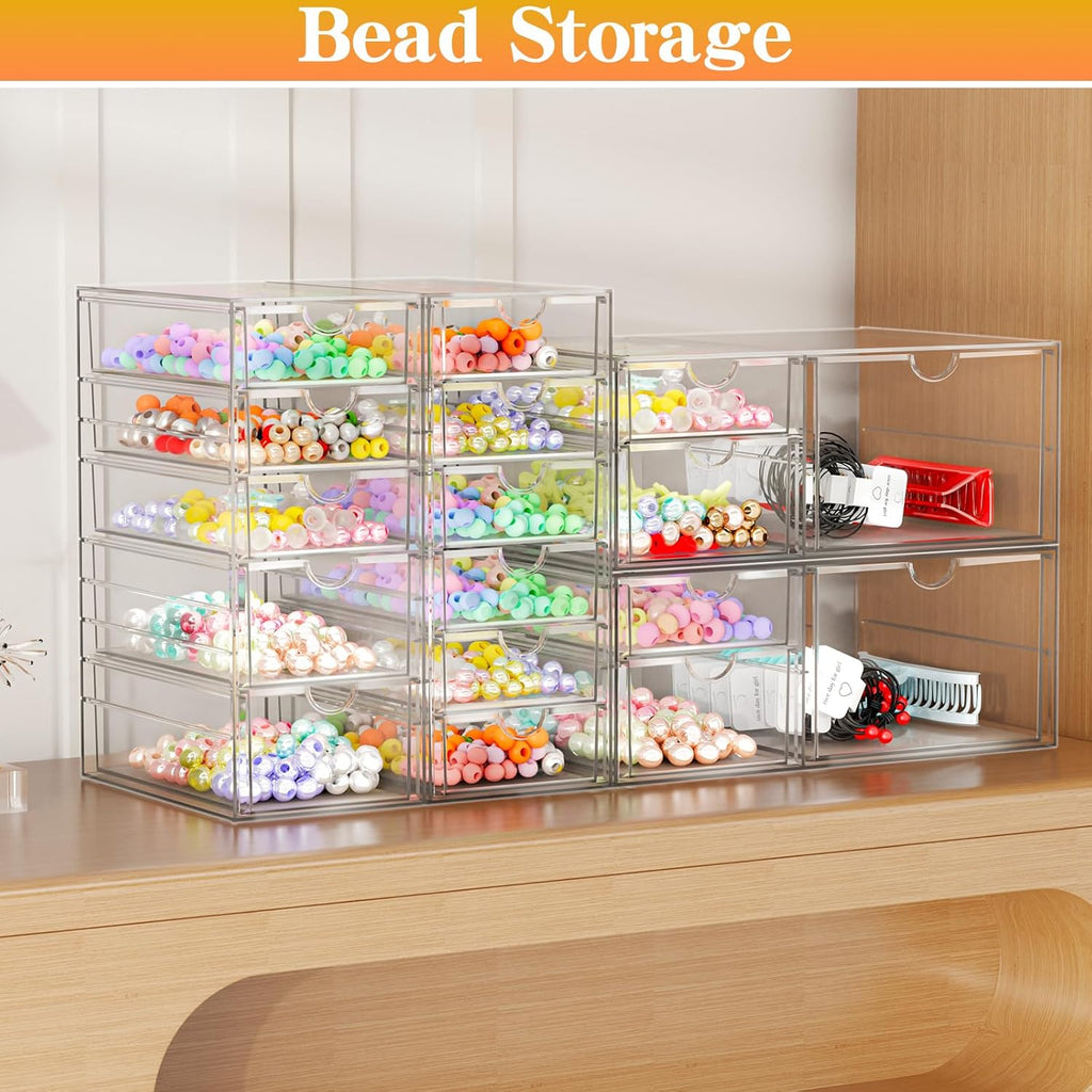 Makeup Organizer with 3 Drawers, Acrylic Organizer, Desk Organizers and Accessories, Dustproof Storage Drawers for Office Art Craft Supplies