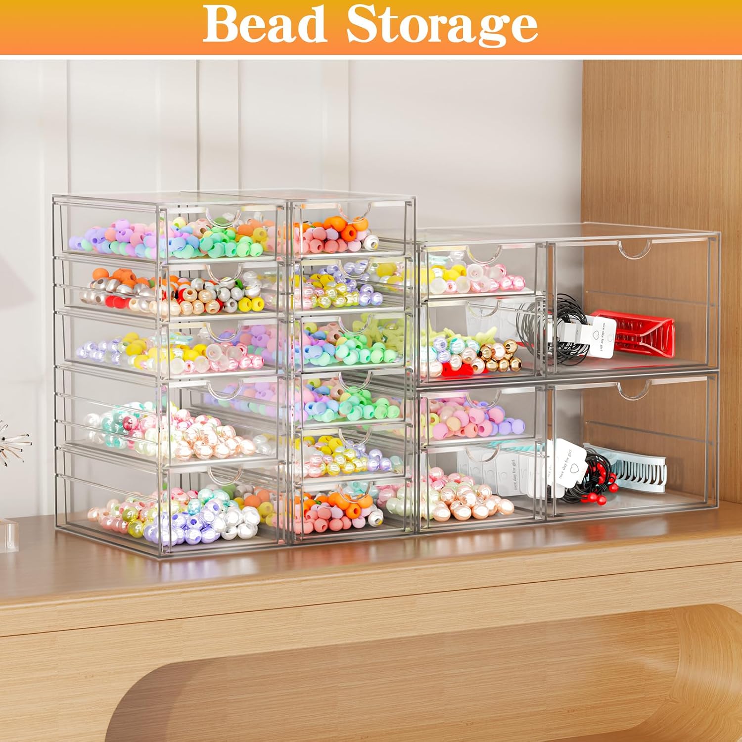Makeup Organizer with 3 Drawers, Acrylic Organizer, Desk Organizers and Accessories, Dustproof Storage Drawers for Office Art Craft Supplies