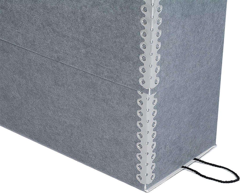 Lineco Archival Document Storage Box with Metal Edge, Acid-Free Gray Boxboard, Organize and Store Files, Prints, Photos, Letter-Sized Case 12.5" x 10.5" x 5" Wide, Pack of 2
