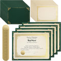 Fainne 50 Sets Certificate Kit Includes 50 Pcs 9.5 x 12 Inch Certificate Holders 50 Pcs Letter Size Papers 50 Pcs Foil Award Seals Diploma Covers for Appreciation(Green, Gold)